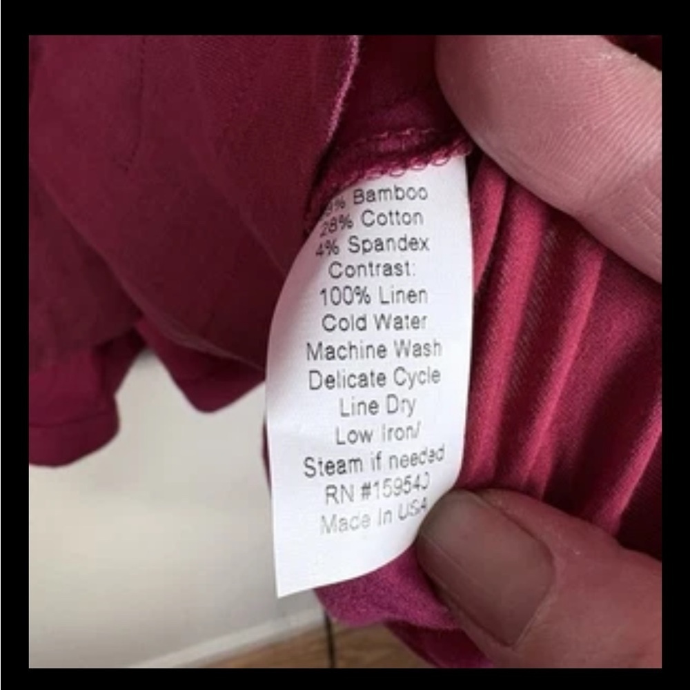 Lisa Bayne Artsy Pink Linen Bamboo Button Down Lagenlook Tunic Blouse - Picture 5 of 8